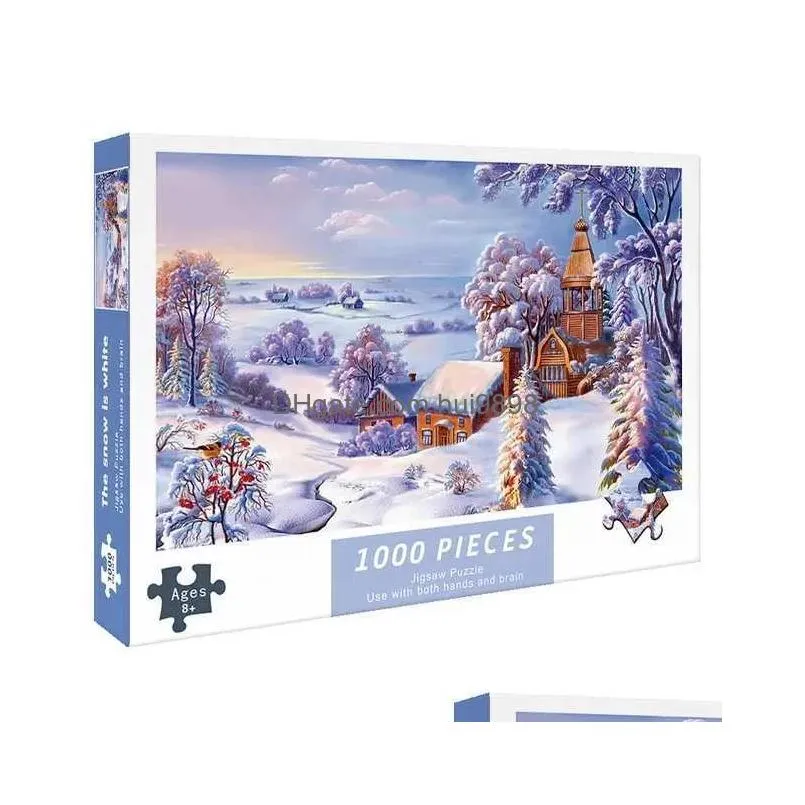 puzzles 1000 pieces puzzle for adult the white snow difficulty decompression games educational toys christmas gift decorative