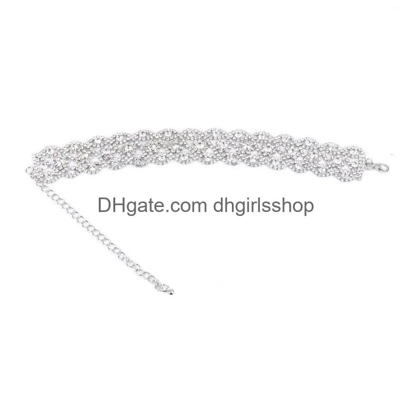 Collar Necklace Iced Out Collar Necklaces For Women Fashion Crystal Rhinestone Chokers Bling Alloy Necklace Party Jewelry Christmas Bi Dhwgu