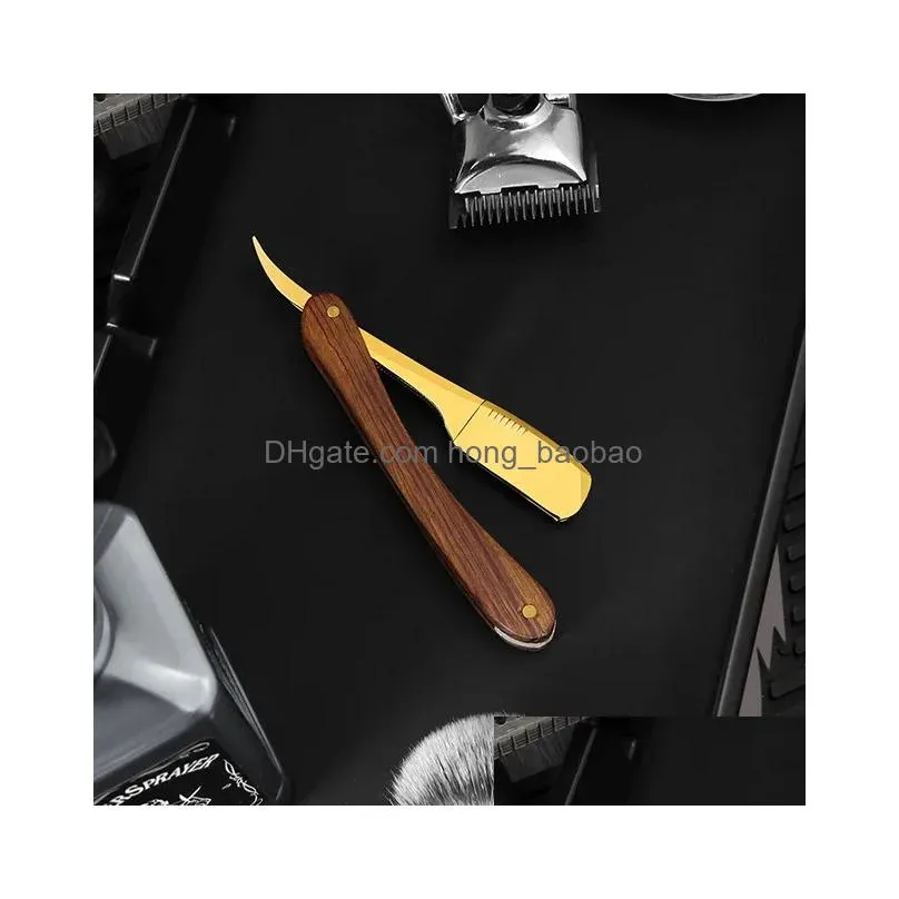 blade riron barbershop manual straight razor with wood handle clipon fold shaver for men hair cut