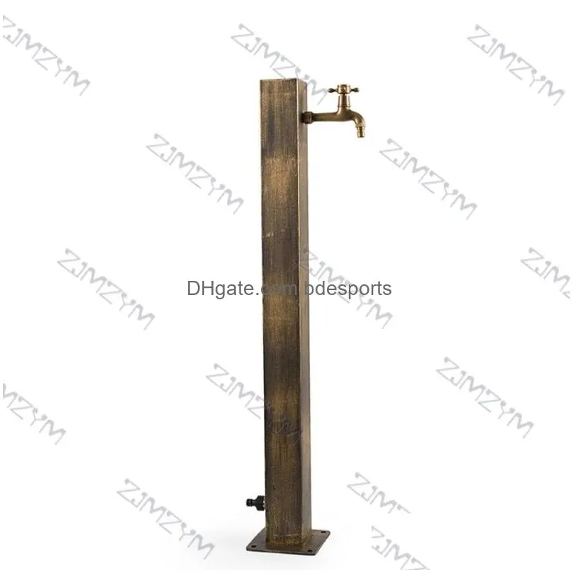 Bathroom Sink Faucets Standing Garden Outdoor Floor Decked Faucet Antique Brass Single Cold Carved Tap Stainless Steel Washing Hine Ba Dhuec