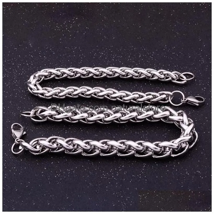 Chain Link Chain 20Cm Solid Stainless Steel Bracelets For Men And Women Metal Punk Casual Bracelet Uni Curb Cuban Kent22 Drop Deliver Dhlgk