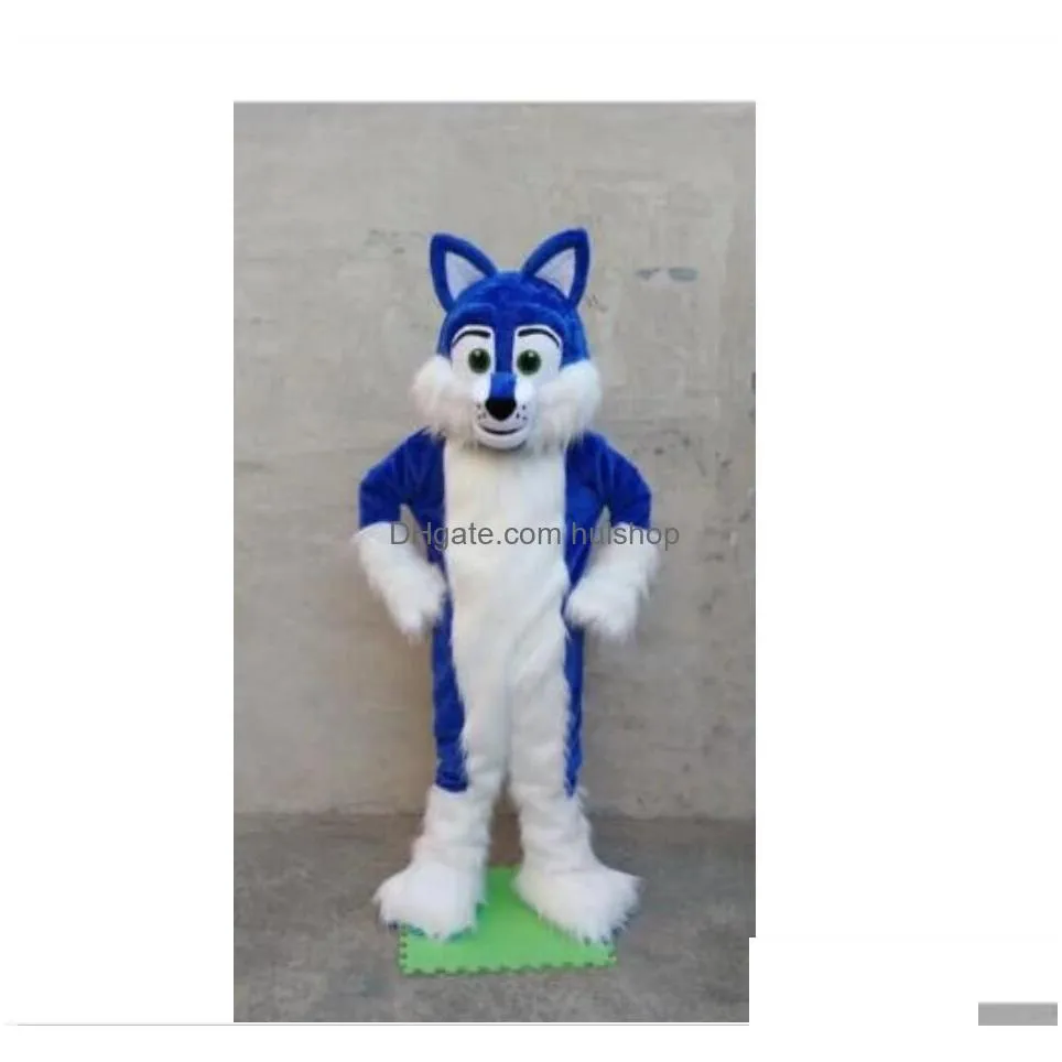 Mascot Sale Deluxe Long Fur Blue Husky Costume Christmas Fancy Dress Halloween Drop Delivery Apparel Costumes Dhhfr