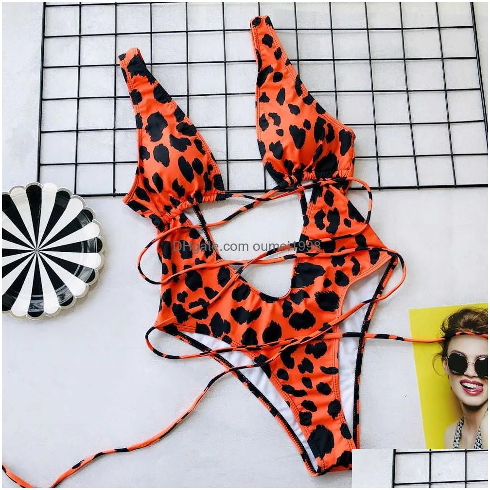 Women`S Swimwear Womens Swimwear 2023 Hollow Y Women Bandage Padded One Piece Swimsuit Monokini Biquini Traje De Bano Mujer Trikini B Dhehb