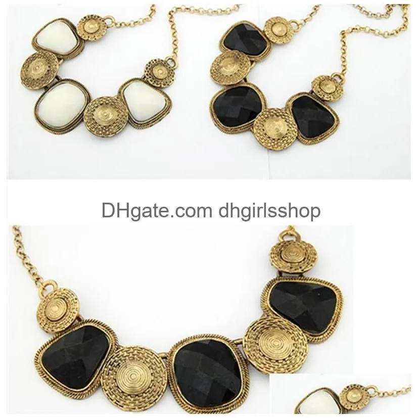 Pendant Necklaces Vintage Luxury Statement Necklaces Retro Rhinestone Geometric Big Gem Pendants Jewelry For Women Gift Drop Delivery Dhso7