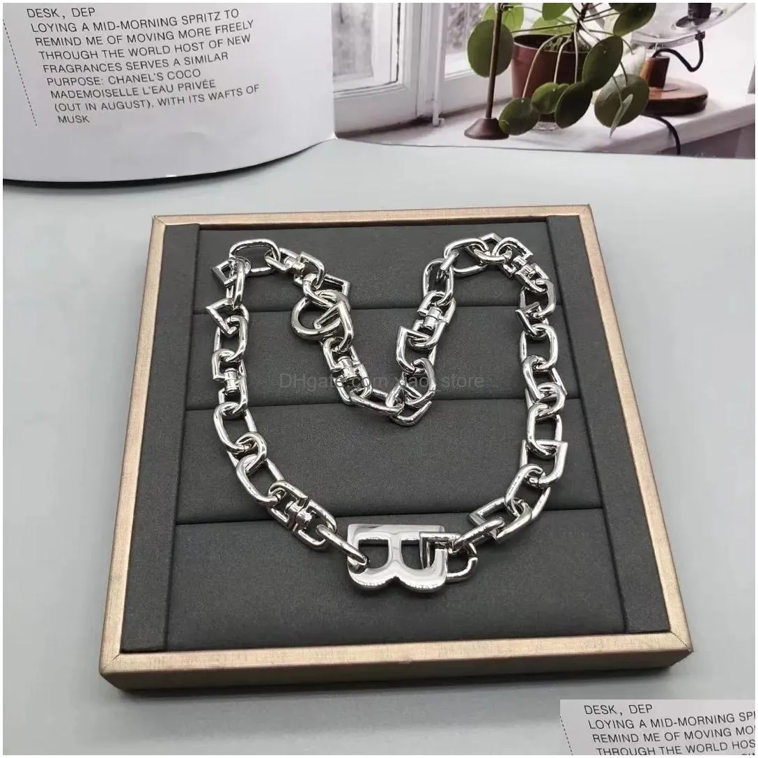 necklaces necklaces pendant the same fashion designer necklace for lovers silver plated alloy waterproof and colorfast super large letters