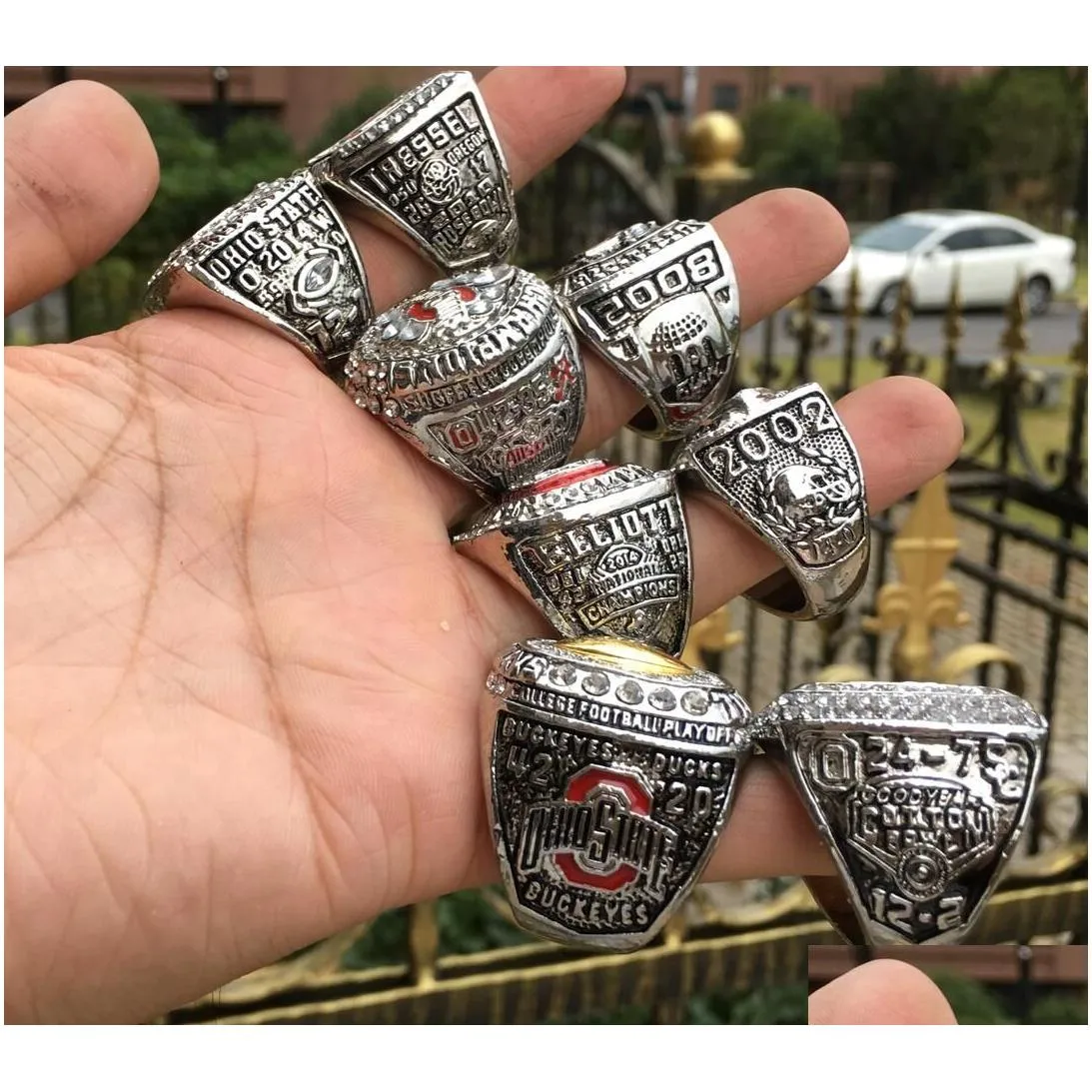 17pcs ohio state buckeyes national champion championship ring set solid men fan brithday gift wholesale drop shipping