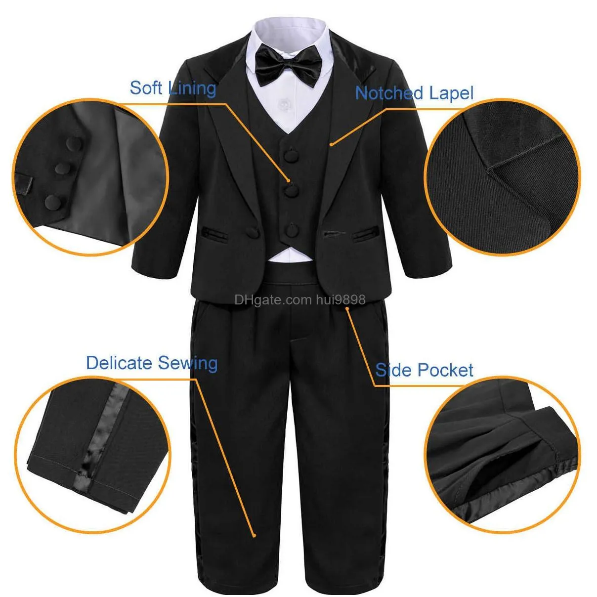 clothing sets black tuxedo for baby boy infant wedding suit toddler birthday party gift outfits christening christmas xmas