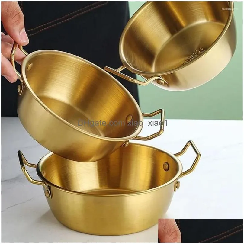 plates 1pcs with handle stainless steel bowl serving korean cuisine sauce seasoning dish gold silver kitchen tableware