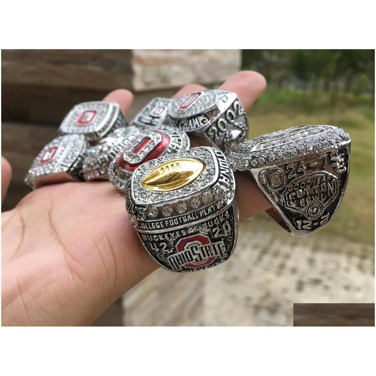 17pcs ohio state buckeyes national champion championship ring set solid men fan brithday gift wholesale drop shipping