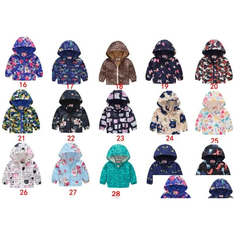 Jackets&Hoodies Kids Designer Clothes Boys Girls Jackets Coats Zipper Windbreaker Leopard Dinosaur Waterproof Hoodies Fashion Children Dhnso