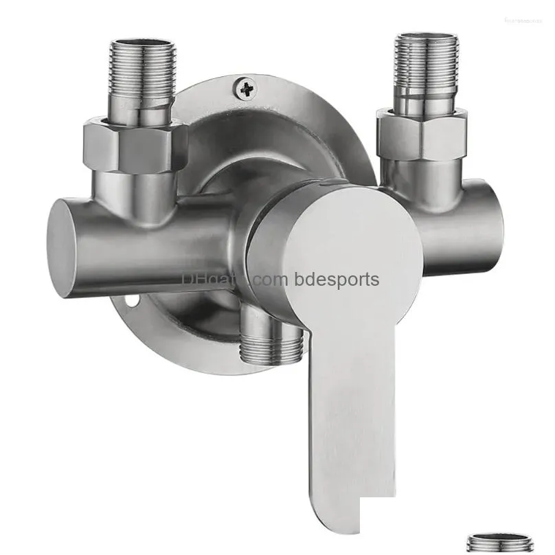 Bathroom Sink Faucets Stainless Steel Shower Faucet And Cold Water Mixer Wall Mounted Metal Handle Concealed Drop Delivery Dhguw