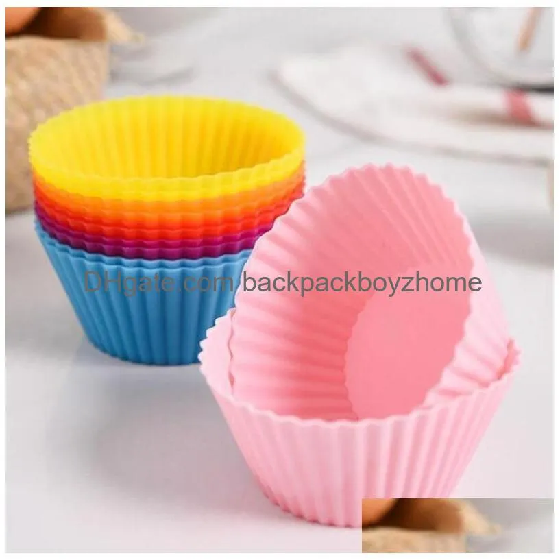 Baking Moulds Sile Cake Mold Round Shaped Muffin Cupcake Baking Molds Kitchen Cooking Bakeware Maker Diy Decorating Drop Delivery Home Dhpfc