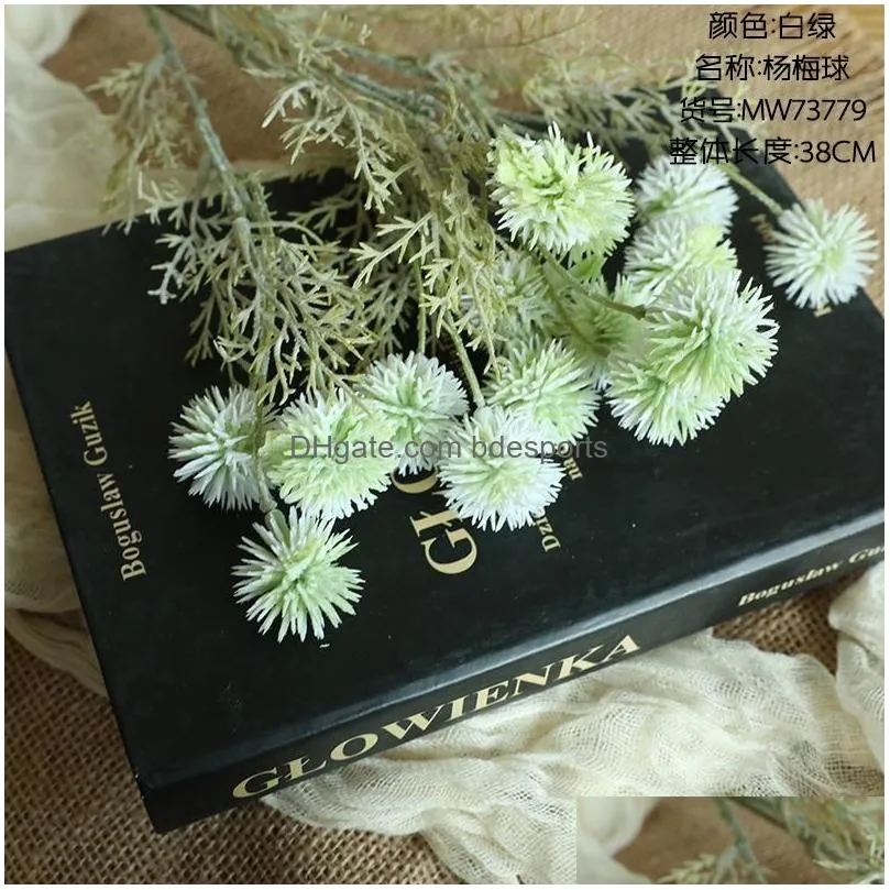 Decorative Flowers & Wreaths Decorative Flowers Wreaths Bayberry-Like Flower Ball Branch Simation Fake Plants Garden Living Room Decor Dh8Xu