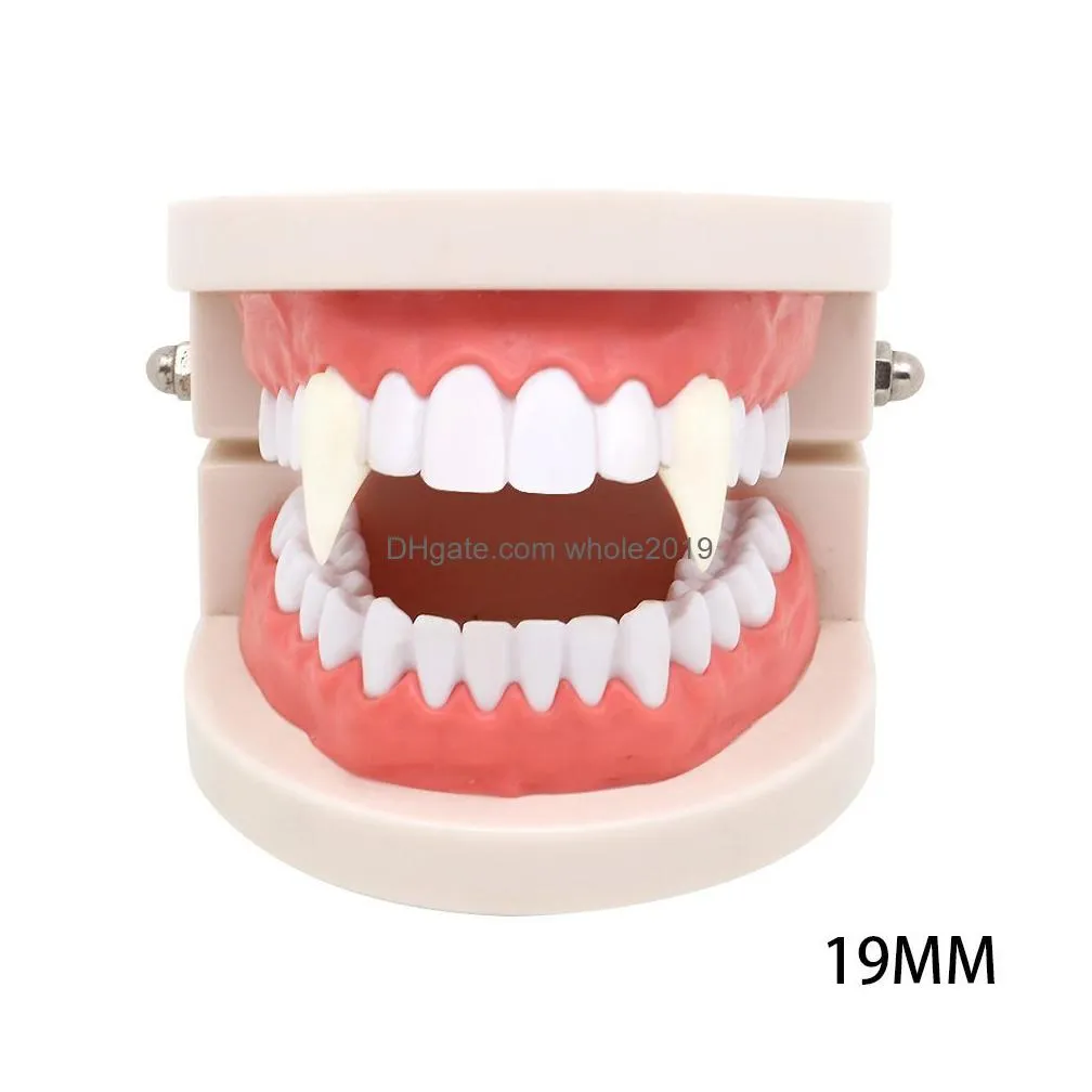 Grillz, Dental Grills 4 Sizes Vampire White Grillz Zombies Teeth Fang Dental Grills Cosplay Tooth Cap Mouth Resin Fake Braces Valenti Dhvbp