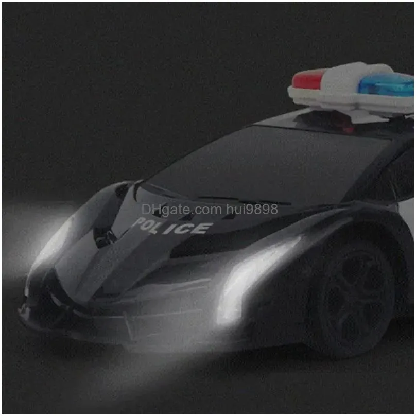 1 24 rc car electric cop car toys with led light remote control racing vehicle model gift for kids 240223