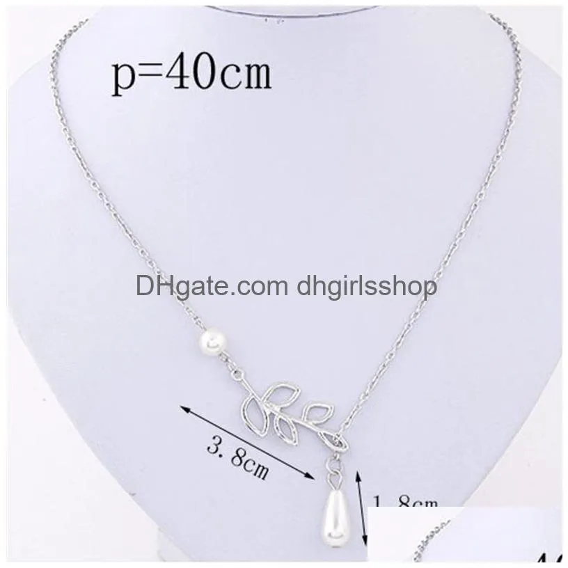 Pendant Necklaces Pearl Leaf Pendants Necklaces For Women Fine Jewelry Fashion Sier Plating Lady Party Dress Charms Infinity Chain Cho Dhjpd
