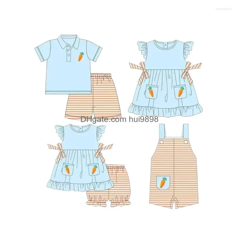 Clothing Sets Little Girls Striped Boys Children Boutique Easter Outfits Dresses Baby Rompers Drop Delivery Kids Maternity Dhhvx