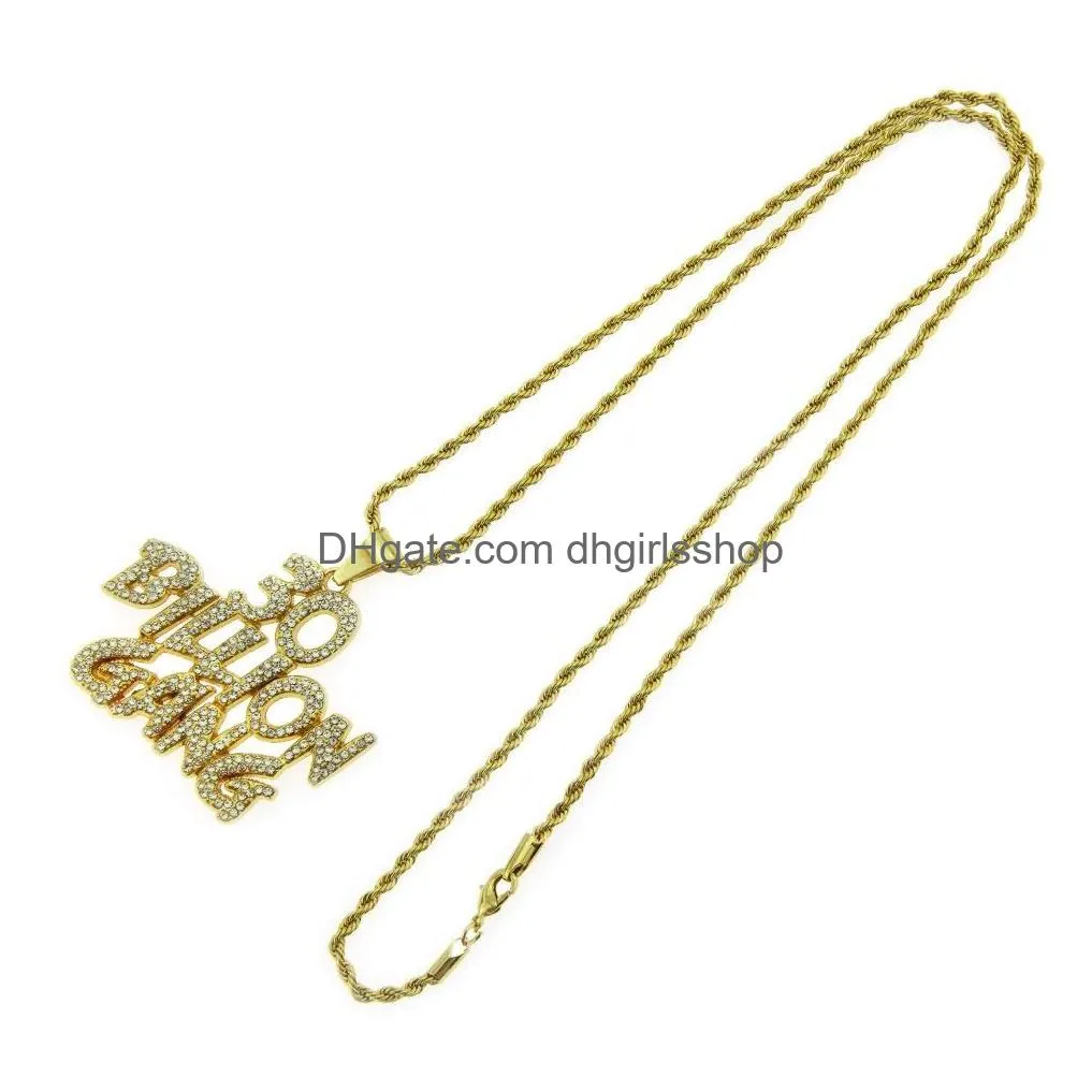 Pendant Necklaces Mens Hip Hop Necklace Gold Sier Fashion Jewelry Twisted Rope Chain Personality English Alphabet Letter 30 Billon Gan Dh3A1