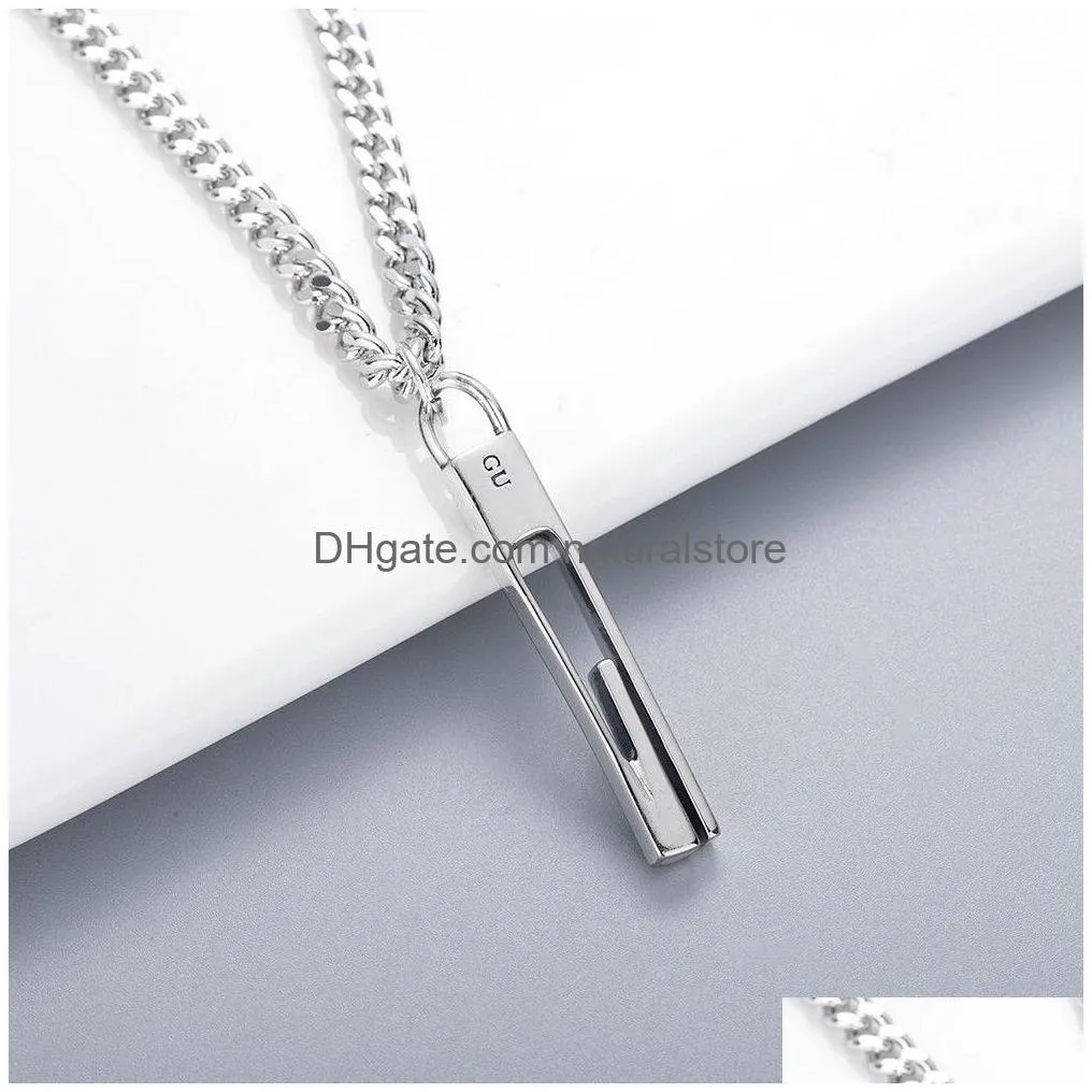 Pendant Necklaces 3 Styles Of High Quality Sier Plated Necklace New Product Classic Rectangar Three-Nsional Jewelry Supply Wholesale D Dhfvp