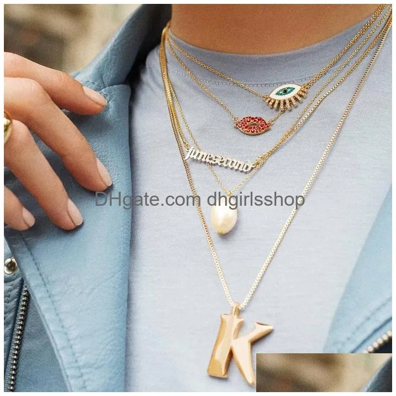 Pendant Necklaces Evil Eyes Choker Necklaces Gold Women Blue Turkey Rhinestone Pendant Necklace New Design Fashion Collar Jewelry Gift Dhjfo