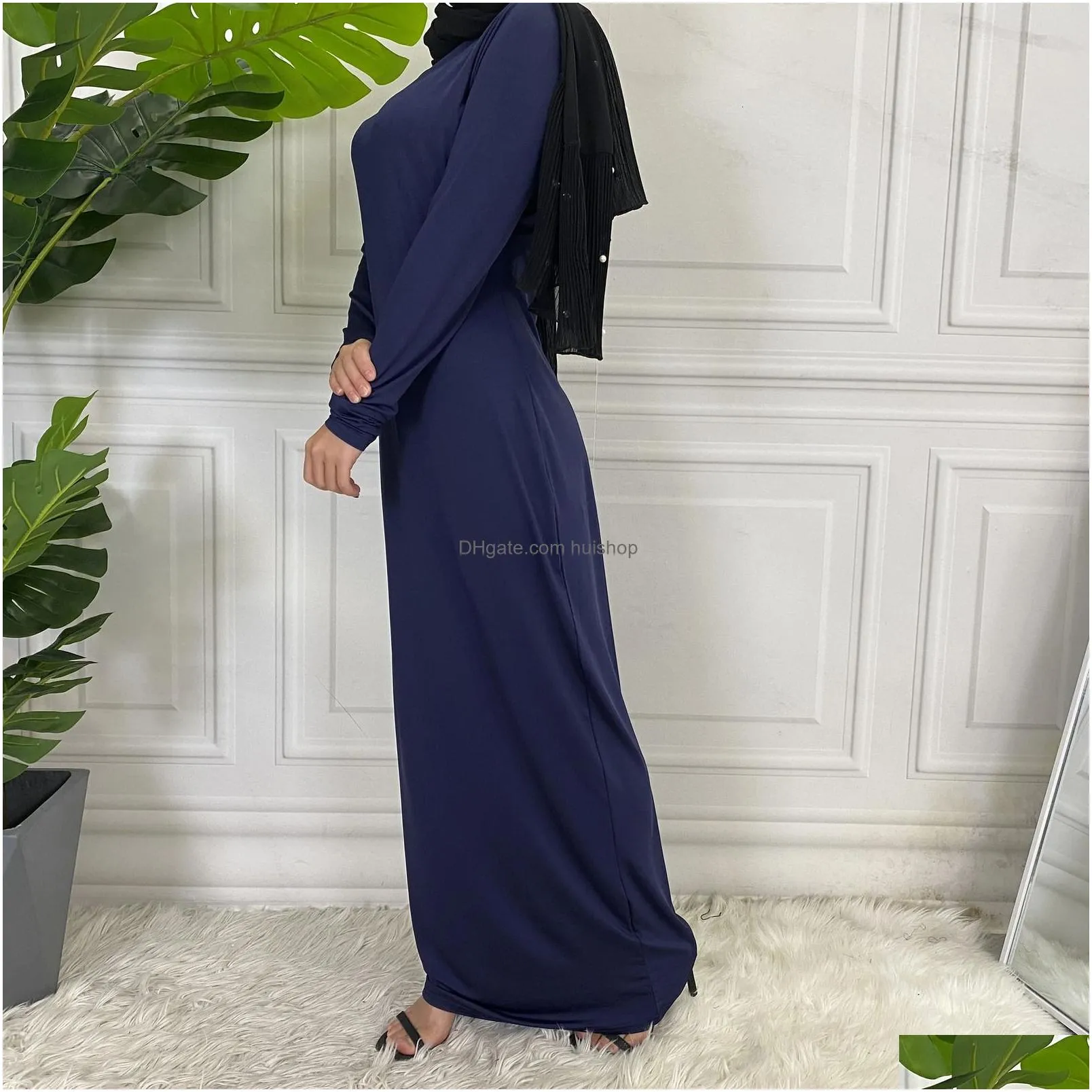 plus size dresses summer skirt for ladies inner dress muslim casual dress for women clothing islamic abaya long sleeve maxi slim inner dress