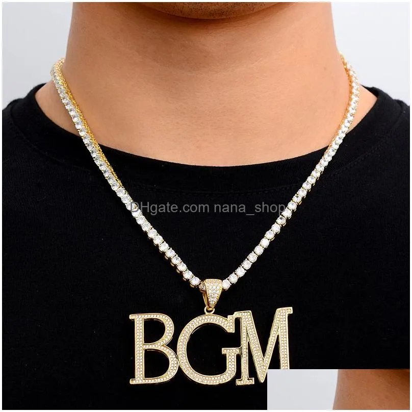 Pendant Necklaces Hip Hop Custom Name Bubble Cubic Zirconia Bling Combination Words Iced Out Chain Pendants Necklaces For Men Jewelry Dhdp8