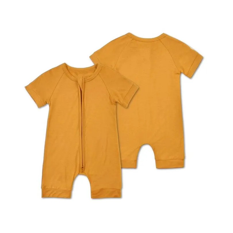 Rompers Soft Bamboo Fiber Baby Zipper Romper Summer Short Sleeve Boy Girl Clothes New Born Onesies Jumpsuit Girls Pajamas Drop Deliver Dhn63