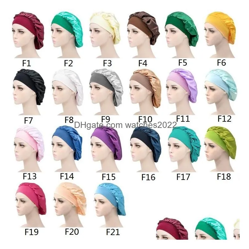 Beanie/Skull Caps 77 Styles Double Layer Silk Hair Caps Custom Sleep Hairs Bonnets With Customize Logo Satin Nightcap Drop Delivery Fa Dhiw5
