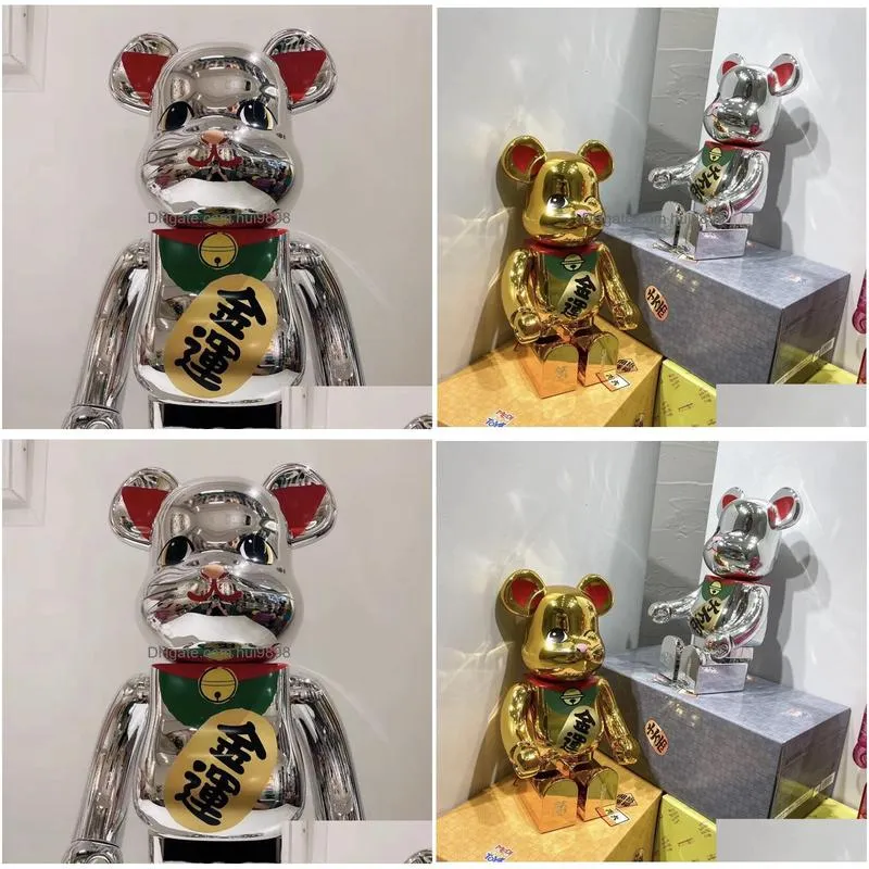 bearbrick 400 electroplating gold lucky cat figure table decoration