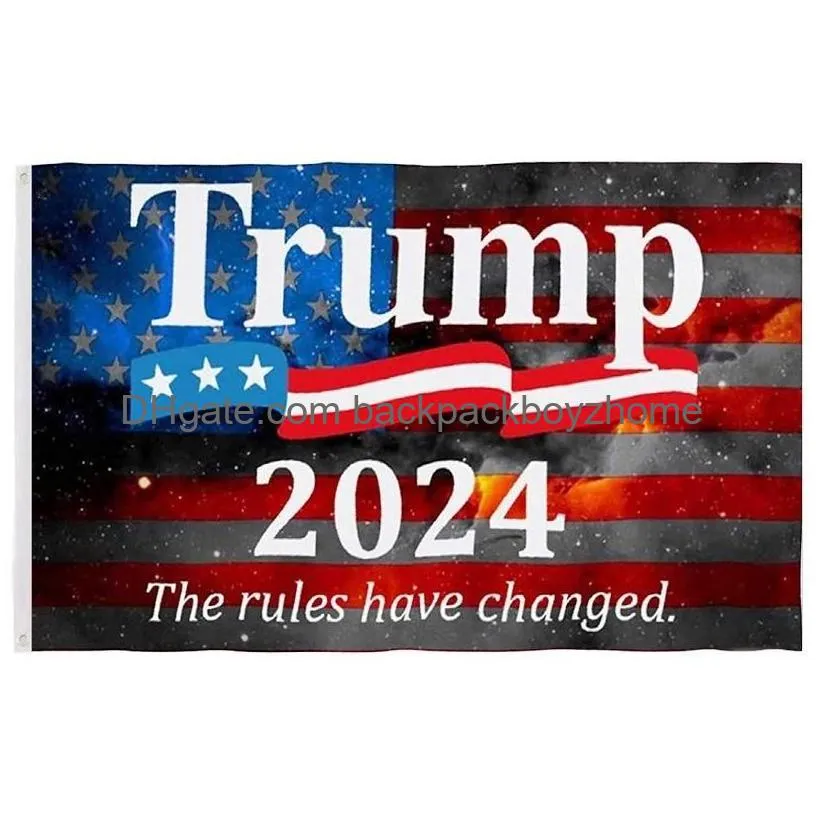 Banner Flags Trump Election 2024 Keep Flag 90X150Cm America Hanging Great Banners 3X5Ft Digital Print Donald Us Drop Delivery Home Gar Dhvnf