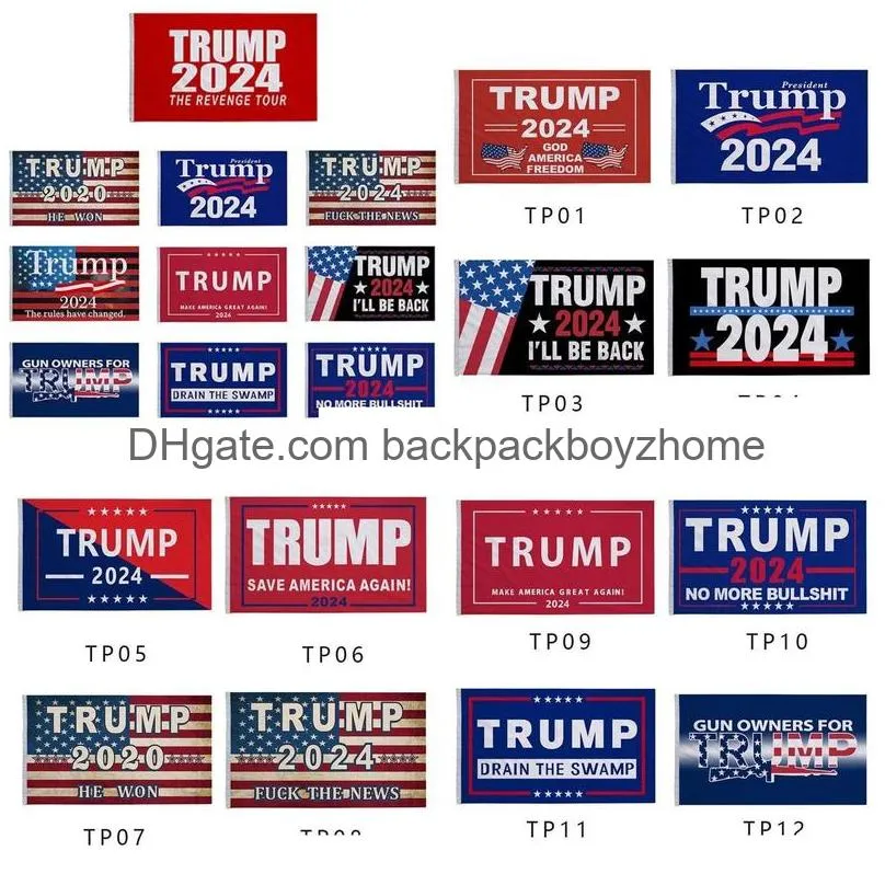 Banner Flags 3X5 Ft Trump Flag 2024 Election Flags Donald The Tour 150X90Cm Banner Wly935 Drop Delivery Home Garden Festive Party Supp Dh5X7