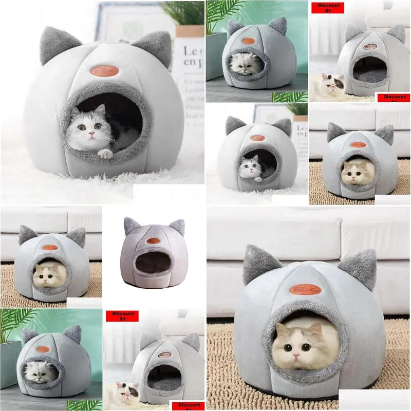 Cat Beds & Furniture Deep Sleep Comfort In Winter Cat Bed Iittle Mat Basket Small Dog House Products Pets Tent Cozy Cave Nest Indoor C Dhvyg