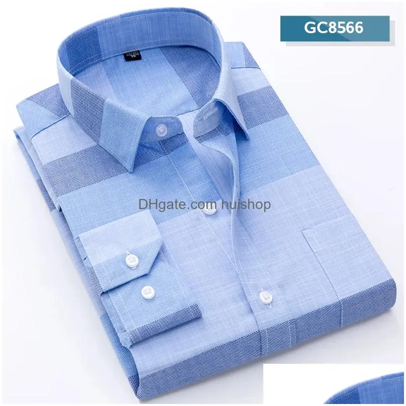 men s t shirts brand shirts men long sleeve formal classic plaid casual soft comfortable single pocket button down youthful camisa social