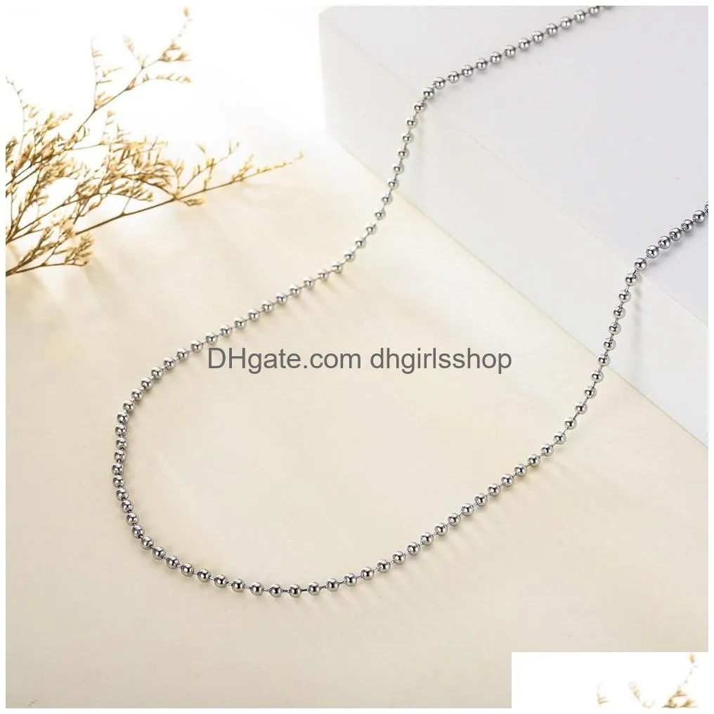 Chains 2.4Mm Beads Ball Chains Necklaces Not Fade Stainless Steel Women Fashion Men Hip Hop Jewelry 24 Inch Sier Black 18K Gold Plated Dhf3Z