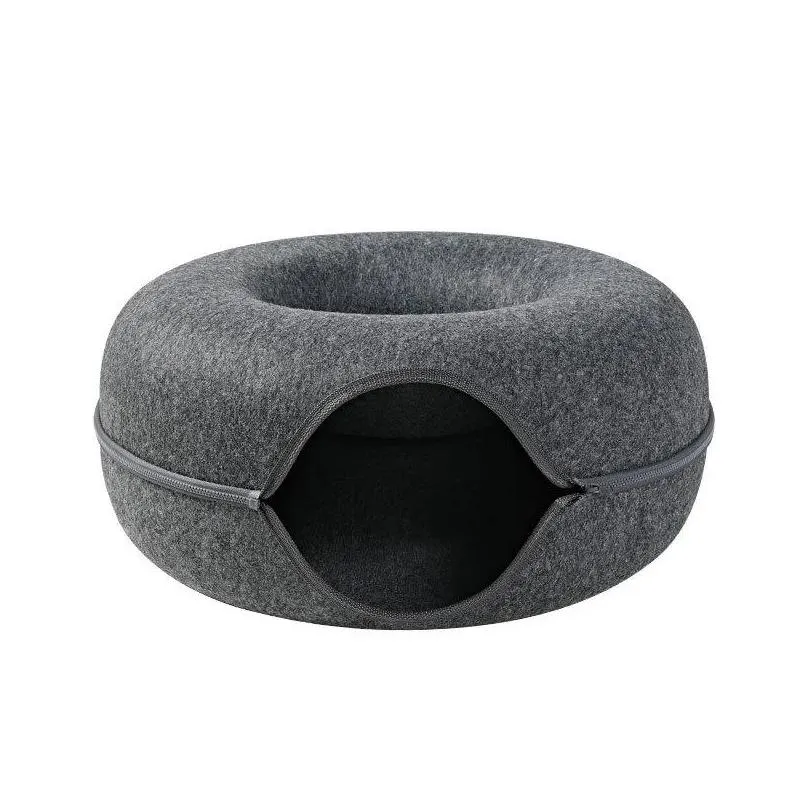 Cat Toys Nest Donut Tunnel Bed Pets House Natural Felt Pet Cave Round Wool For Small Dogs Interactive Play Toycat4976987 Drop Deliver Dhawm