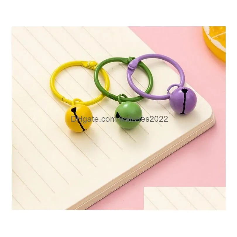 Keychains & Lanyards 1.3Cm Candy-Colored Paint Small Bells Keychain Party Pet Decorate Key Chain Accessories Christmas Decoration Col Dhewa