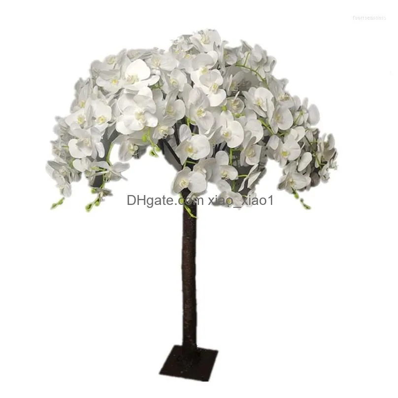 decorative flowers 130cm tall artificial phalaenopsis tree simulation plant pot white butterfly orchid table ornament for wedding home