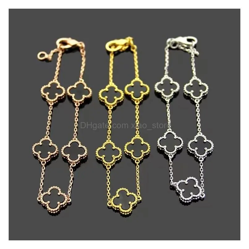 4/four fashion brand mini  cleef bracelet luxury 9.5mm 18k gold clover bracelet high quality titanium steel mother shell designer bracelet for