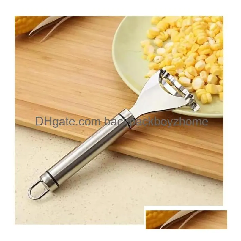 Fruit & Vegetable Tools Stainless Steel Corn Stripper Fruit Vegetable Tools Cob Peeler Threshing Kitchen Gadget Cutter Slicer Ergonomi Dhds7