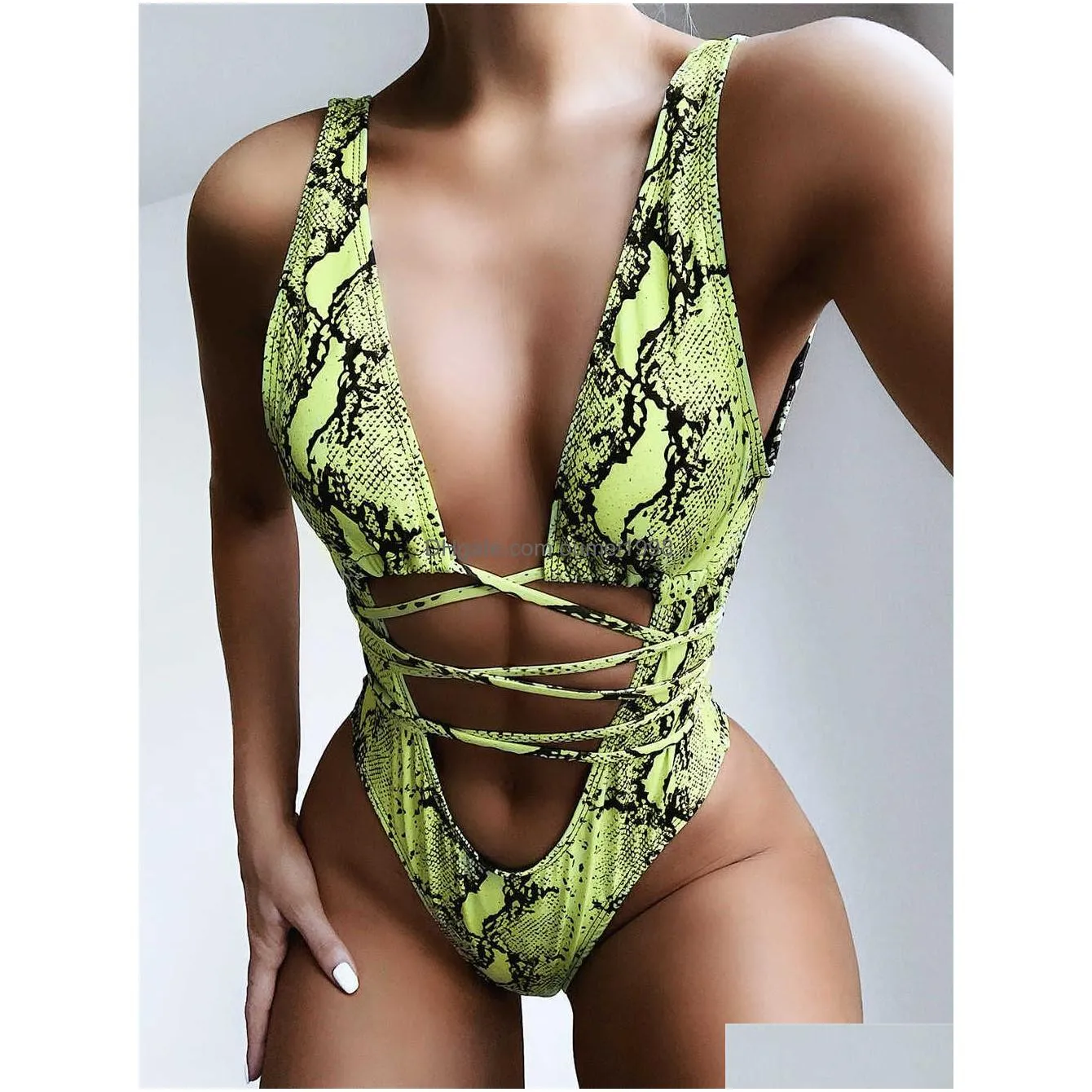 Women`S Swimwear Womens Swimwear 2023 Hollow Y Women Bandage Padded One Piece Swimsuit Monokini Biquini Traje De Bano Mujer Trikini B Dhehb