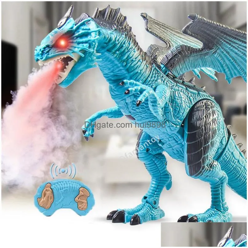 electricrc animals electric rc dinosaur toys spray fog fire dragon remote control dinosaur lighting sound walking animal model kids toys xmas gift