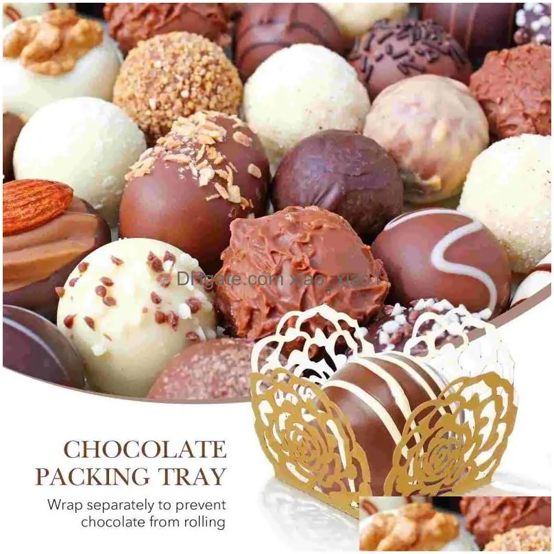 baking tools flower truffle wrappers chocolate candy cups hollow-out rose dessert liners wedding appetizers muffin
