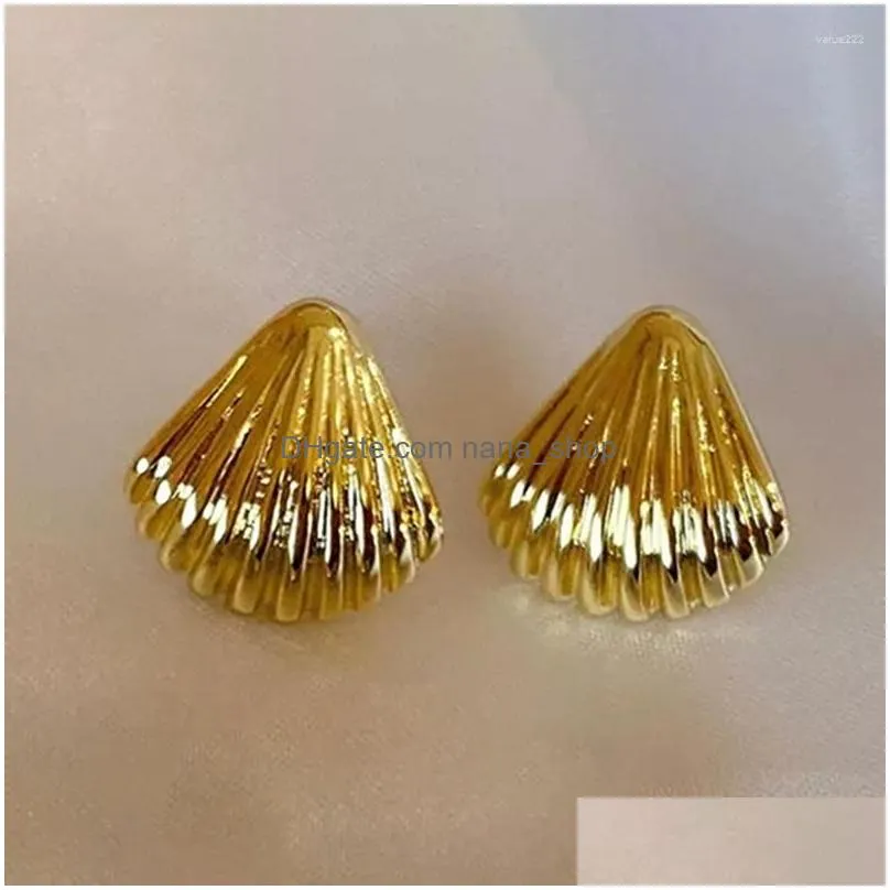 Stud Earrings Huitan Sea Shell For Women Metal Material Modern Fashion Female Ear Accessories Ocean Statement Jewelry Drop Delivery Dhcte