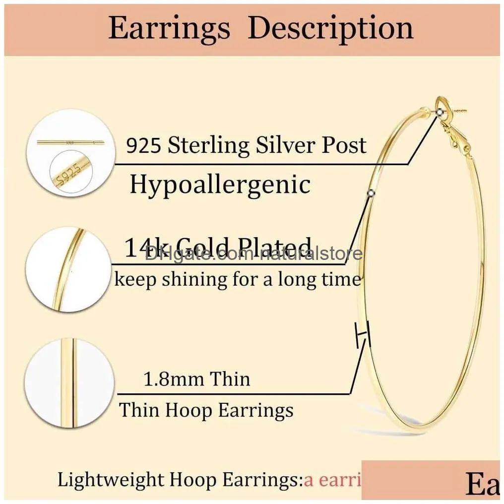 Pendant Necklaces Cocadant Big Gold Hoop Earrings For Women Girainty1 4Kg Oldh Ypoallergenicr Oseg Olds Ierh Oope Arringsw Ith9 25S Te Dhosh