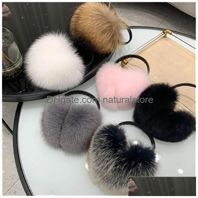 Ear Muffs Women Winter Warm Real Genuine Fox Fur Earmuffs Ear Protection Soft Muff294A Drop Delivery Fashion Accessories Hats, Scarves Dharl