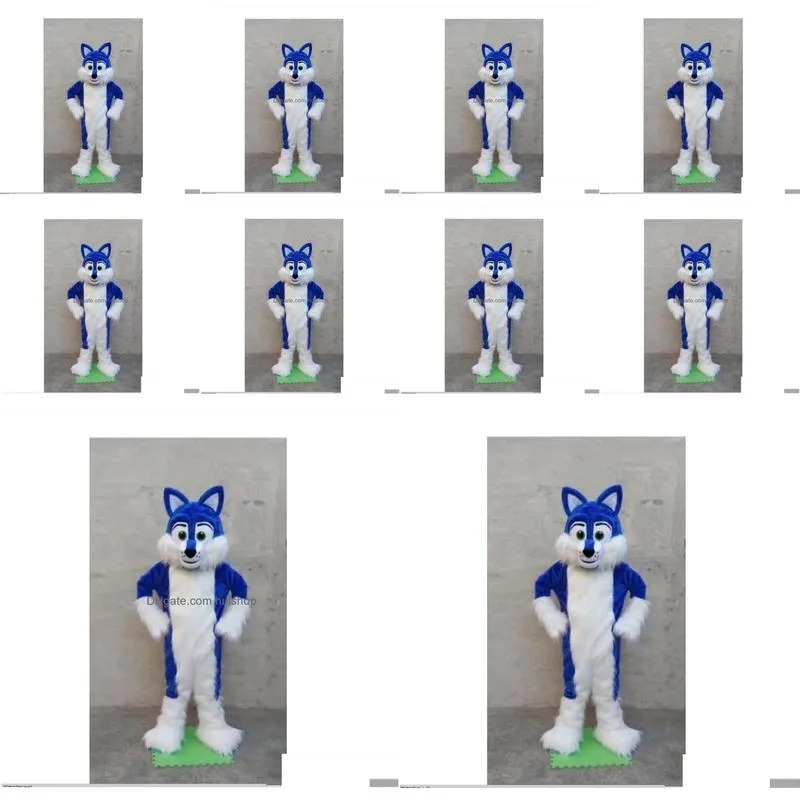 Mascot Sale Deluxe Long Fur Blue Husky Costume Christmas Fancy Dress Halloween Drop Delivery Apparel Costumes Dhhfr