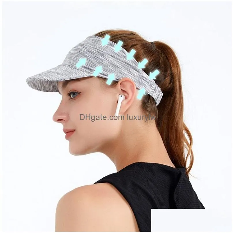 Outdoor Hats Al-Yoga Sports Sunsn Hat Womens Outdoor Running Tennis Open Top Sunshade Breathable Cycling Duck Tongue Drop Delivery Spo Dhvf0