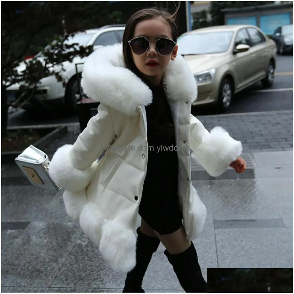 Down Coat Fashion Baby Winter Warm Outerwear Coats Children039S Long Girls Kids Faux Clothes Fur Coat C1012286T4074312 Drop Delivery B Dhknh