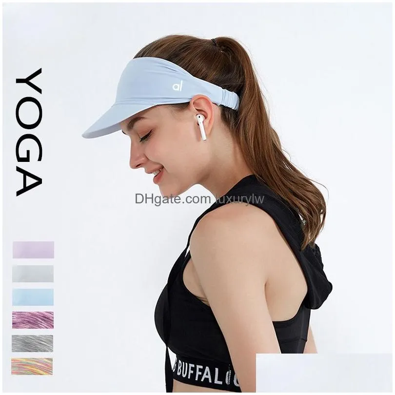 Outdoor Hats Al-Yoga Sports Sunsn Hat Womens Outdoor Running Tennis Open Top Sunshade Breathable Cycling Duck Tongue Drop Delivery Spo Dhvf0
