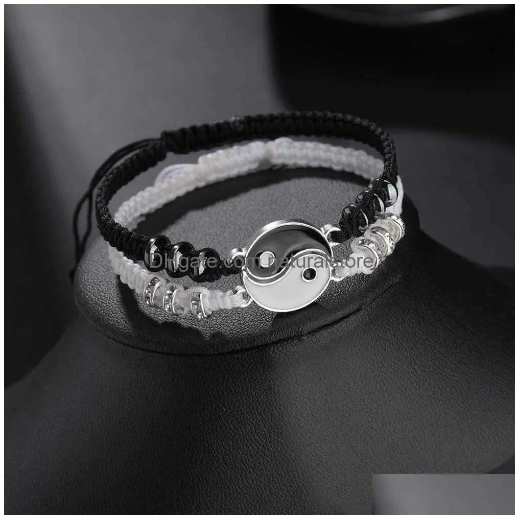 Bangle Best Friend Bracelets For 2 Matching Yin Yang Adjustable Cord Bracelet Bff Friendship Relationship Boyfriend Girlfriend Valent Dhxor